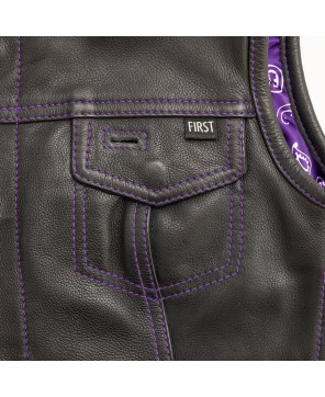 Jessica Women's Club Vest with Purple Stitching