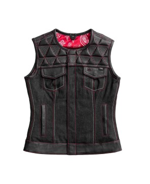 Delta Club Style Motorcycle Vest: Leather and Denim Fusion