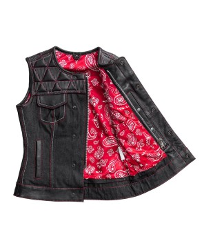 Delta Club Style Motorcycle Vest: Leather and Denim Fusion