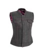 Jessica Pink Stitched Club Style Motorcycle Vest