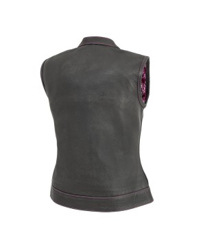 Jessica Pink Stitched Club Style Motorcycle Vest