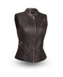 Fairmont Fitted Leather Motorcycle Vest with Zipper Details