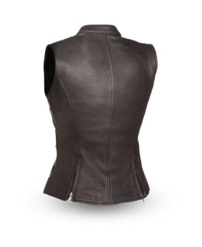 Fairmont Fitted Leather Motorcycle Vest with Zipper Details