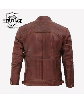 Distressed Brown Motorcycle Leather Jacket