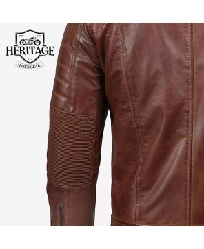 Cognac Cafe Racer Leather Jacket