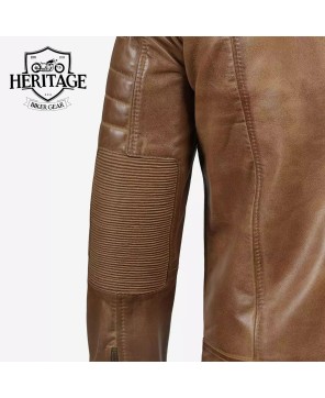 Men's Cafe Racer Camel Leather Jacket - Timeless Style