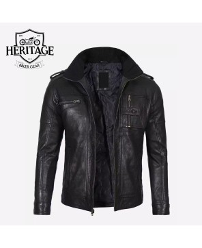 Stylish Mens Cafe Racer Leather Jacket