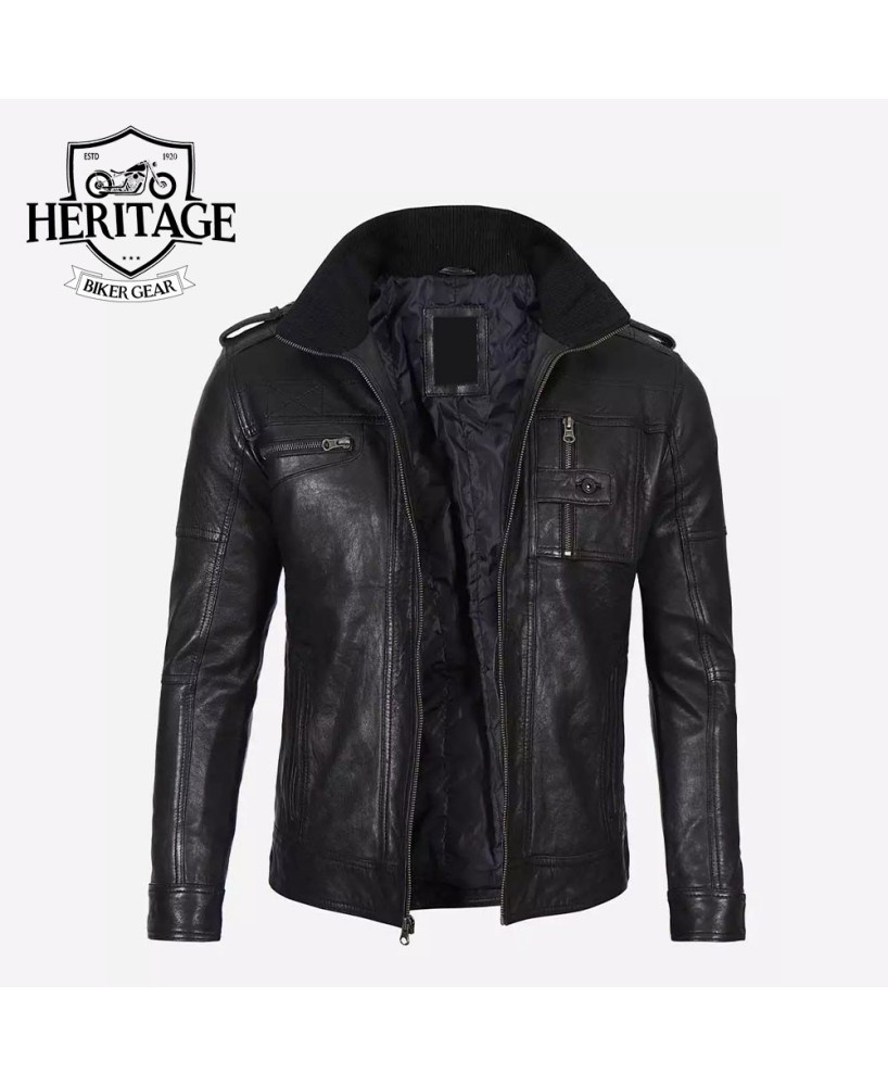 Stylish Mens Cafe Racer Leather Jacket