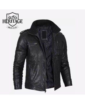 Stylish Mens Cafe Racer Leather Jacket