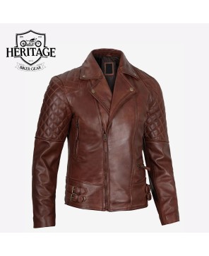 Cognac Motorcycle Leather Jacket - Stylish & Durable