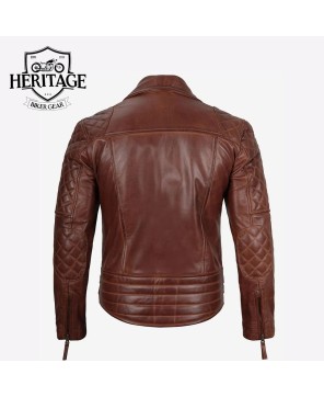 Cognac Motorcycle Leather Jacket - Stylish & Durable