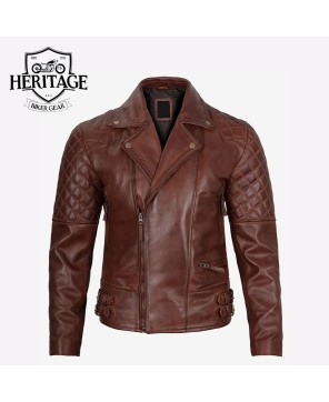 Cognac Motorcycle Leather Jacket - Stylish & Durable