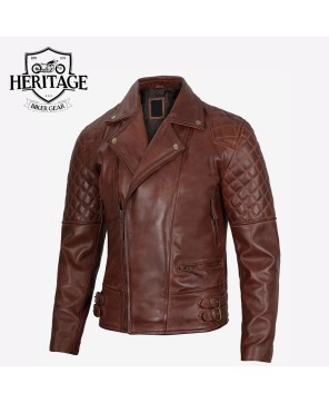 Cognac Motorcycle Leather Jacket - Stylish & Durable