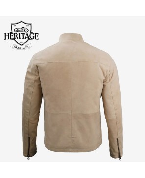 Men's Suede Leather Jacket - Stylish Mandarin Collar