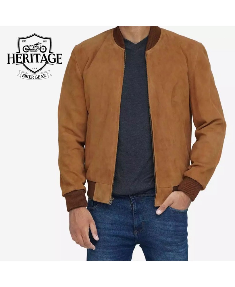 Light Brown Suede Bomber: Timeless Elegance