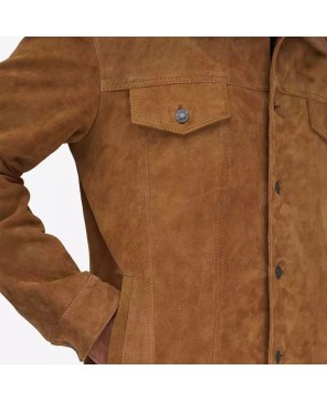 Tan Suede Trucker Jacket for Men