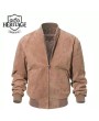 Premium Camel Suede Bomber: Timeless Sophistication for Men