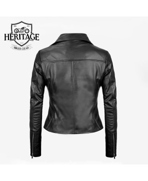 Rita Women's Black Leather Moto Jacket