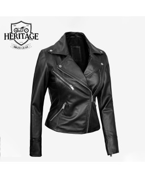 Rita Women's Black Leather Moto Jacket