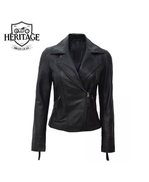 Ramsey Women's Black Leather Biker Jacket