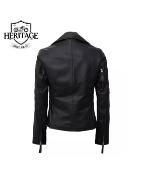 Ramsey Women's Black Leather Biker Jacket