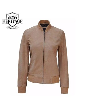 Camel Suede Bomber: Harrington Women's