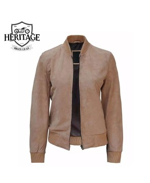 Camel Suede Bomber: Harrington Women's