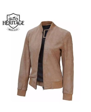 Camel Suede Bomber: Harrington Women's