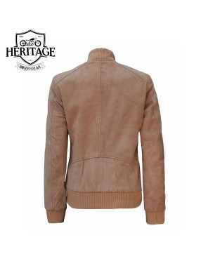 Camel Suede Bomber: Harrington Women's