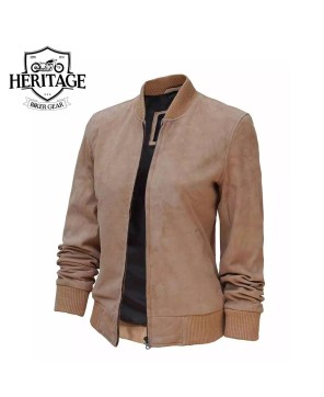 Camel Suede Bomber: Harrington Women's