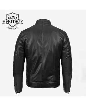 Men's Black Cafe Racer Leather Jacket - Classic & Timeless Style