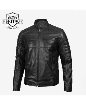 Men's Black Cafe Racer Leather Jacket - Classic & Timeless Style