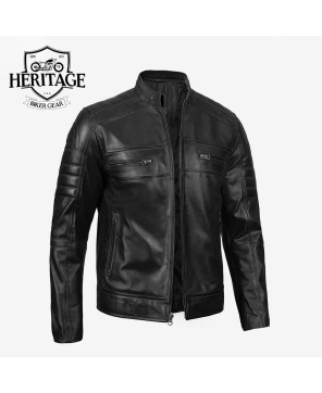 Men's Black Cafe Racer Leather Jacket - Classic & Timeless Style