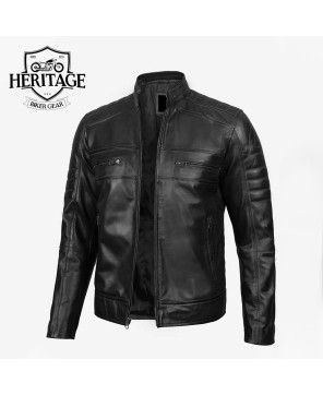 Men's Black Cafe Racer Leather Jacket - Classic & Timeless Style