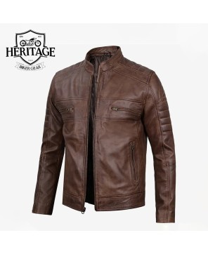 Coffee Brown Biker Leather Jacket - Timeless Style