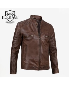 Coffee Brown Biker Leather Jacket - Timeless Style