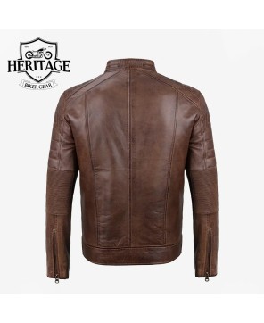 Coffee Brown Biker Leather Jacket - Timeless Style