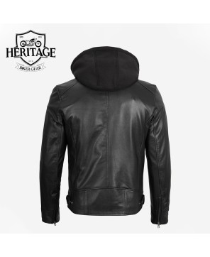 Dodge Black Cafe Racer Leather Jacket