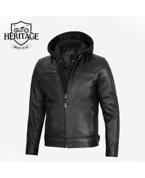 Dodge Black Cafe Racer Leather Jacket