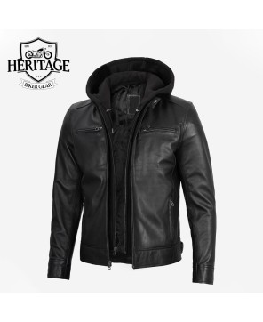 Dodge Black Cafe Racer Leather Jacket