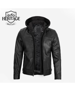 Dodge Black Cafe Racer Leather Jacket