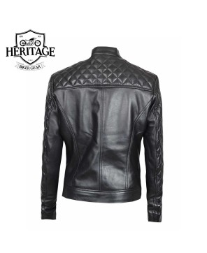 Black Quilted Biker Jacket for Women