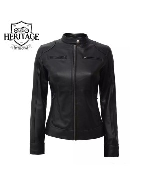 Tall Black Cafe Racer Jacket - Women's Style Essential