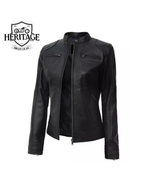 Tall Black Cafe Racer Jacket - Women's Style Essential