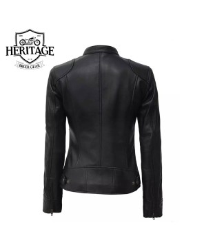 Tall Black Cafe Racer Jacket - Women's Style Essential