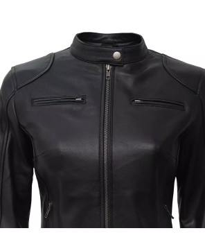 Tall Black Cafe Racer Jacket - Women's Style Essential