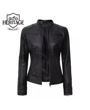 Tall Black Cafe Racer Jacket - Women's Style Essential