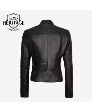 Wanda Women's Black Leather Biker Jacket