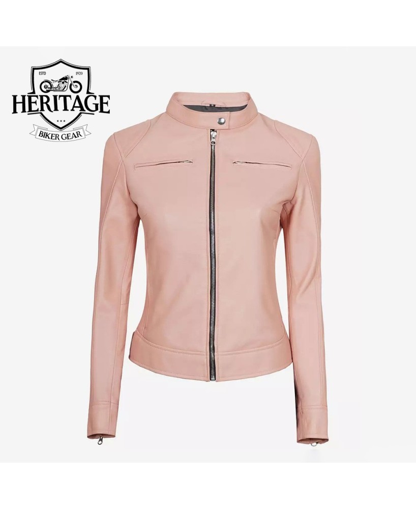 Light Pink Women's Cafe Racer Jacket