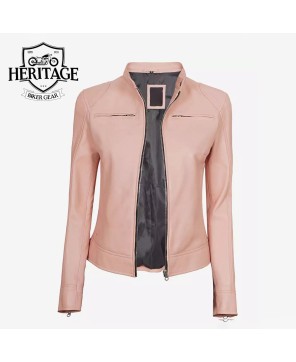 Light Pink Women's Cafe Racer Jacket